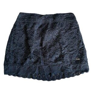 navy lace mini skirt